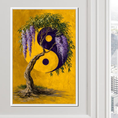 Wisteria Yin Yang Tree Zen Canvas Wall Art