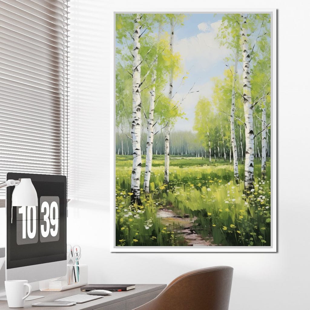Birch Forest Springtime Canvas Wall Art