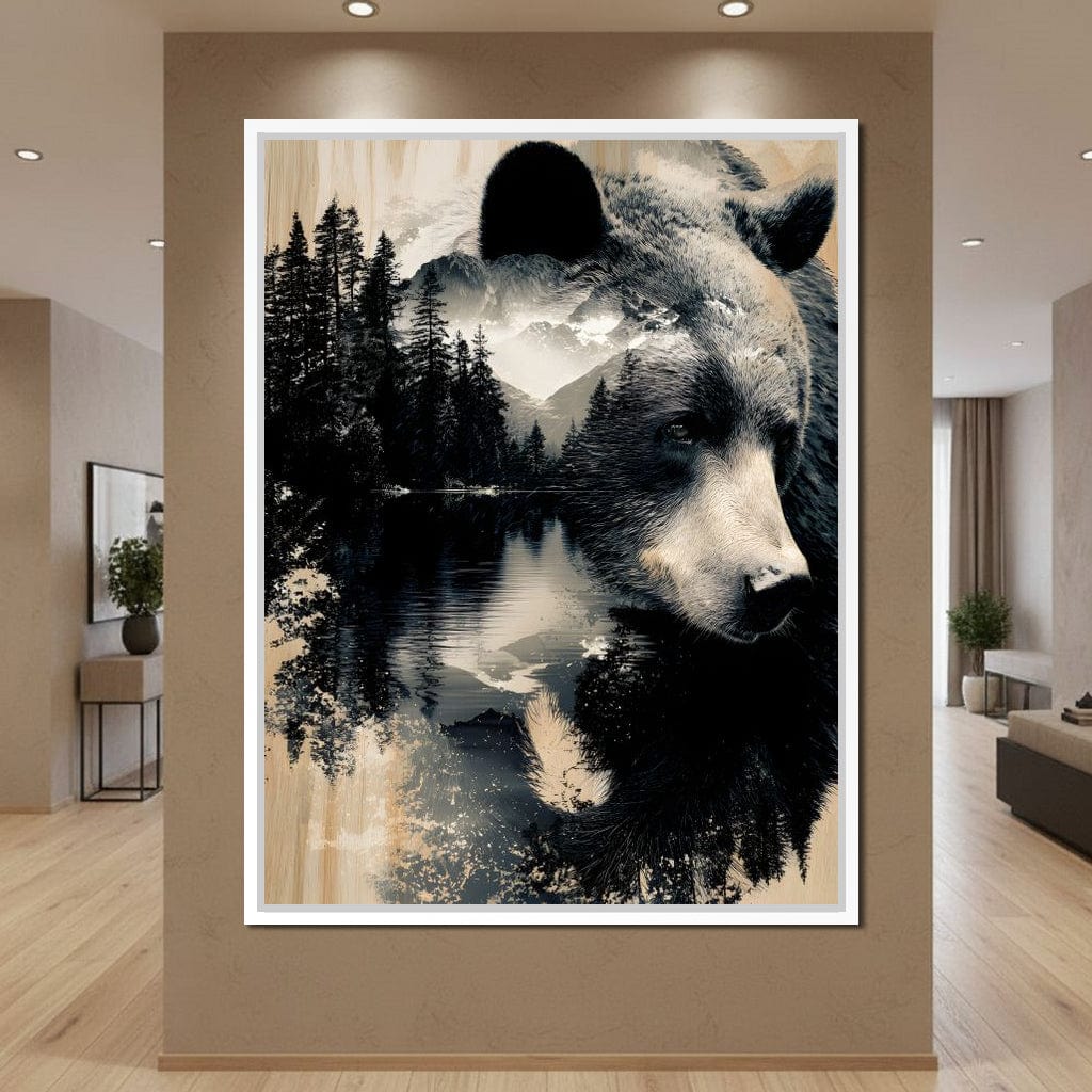 Wild Pines Bear Reflection Canvas Wall Art