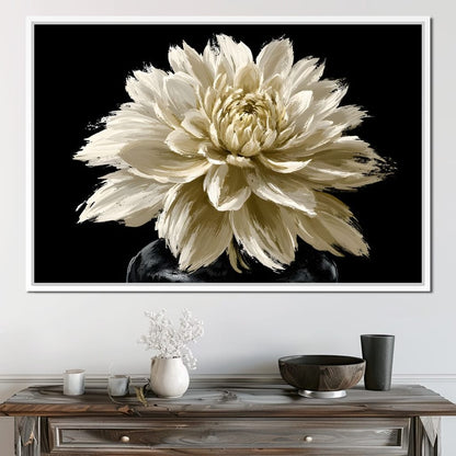 Pale Petals Held Against The Void Canvas Wall Art