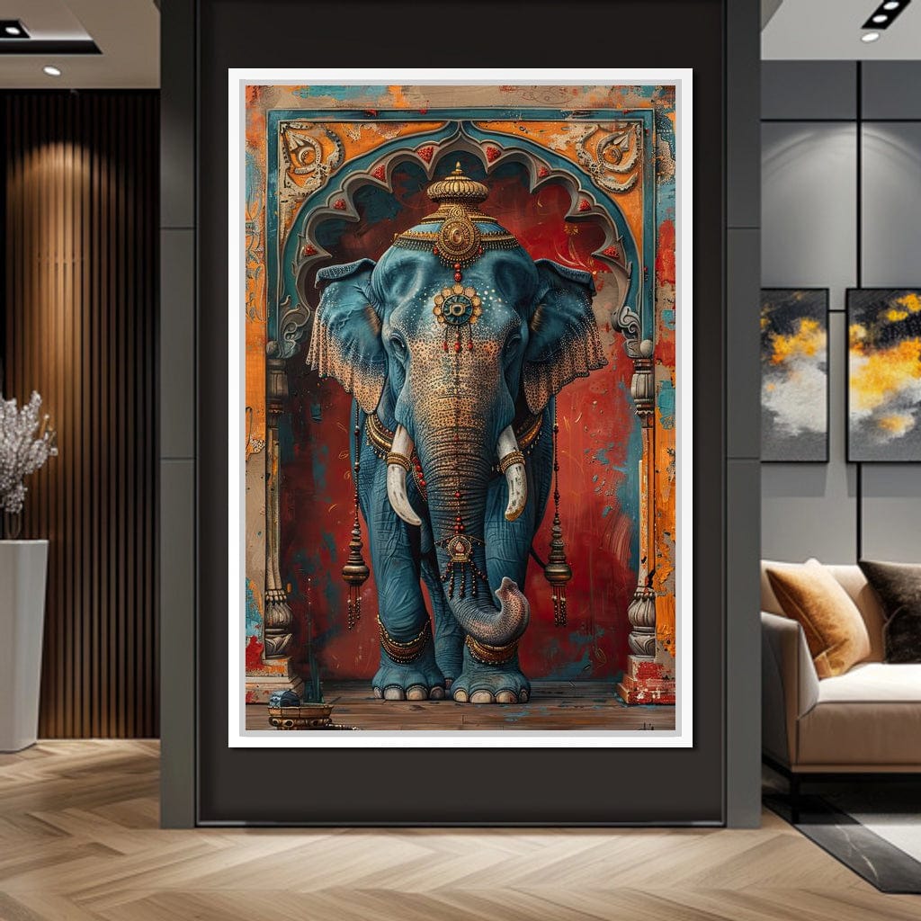 Majestic Sapphire Elephant Canvas Wall Art