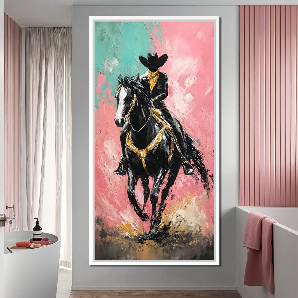 Galloping Western Stallion Energy Canvas Wall Art