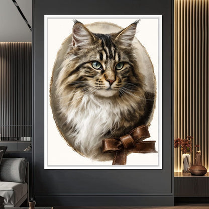 Blue Eyed Tabby Cat Portrait Canvas Wall Art