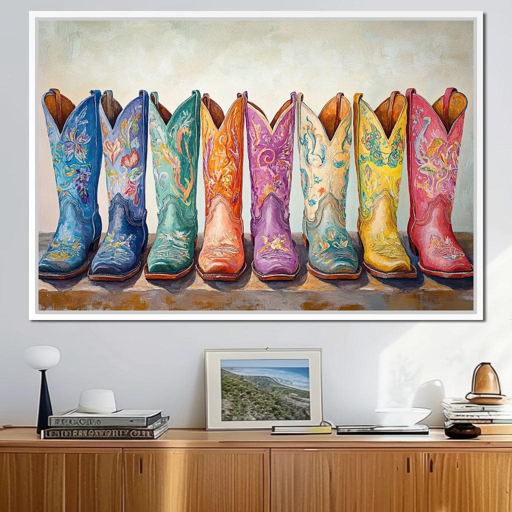Western Boot Parade Canvas Wall Art