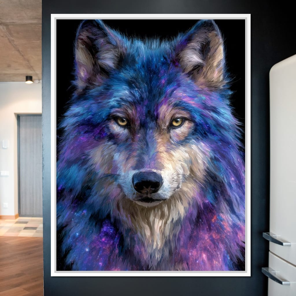 Galactic Wolf Night Watcher Canvas Wall Art