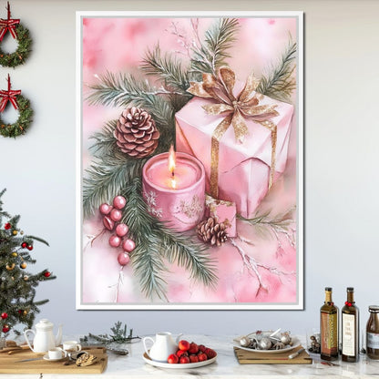 Festive Pine Gift Candle Radiance Canvas Wall Art