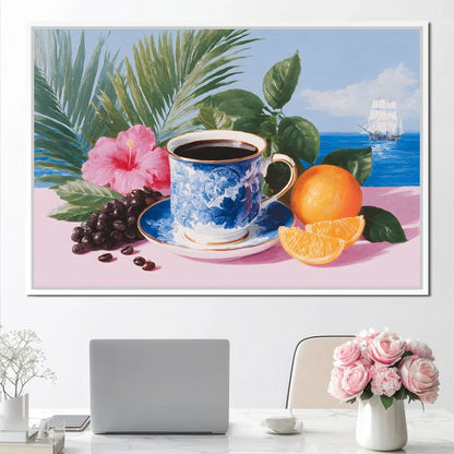 Tropical Voyage Morning Coffee Bliss Canvas Wall Art