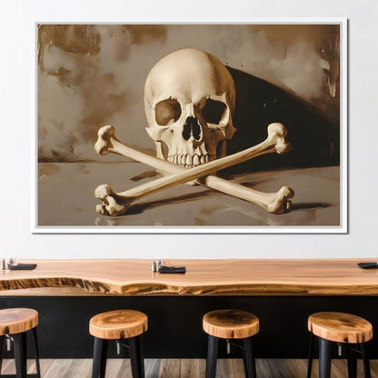 Sepia Skull And Crossbones Still Canvas Wall Art