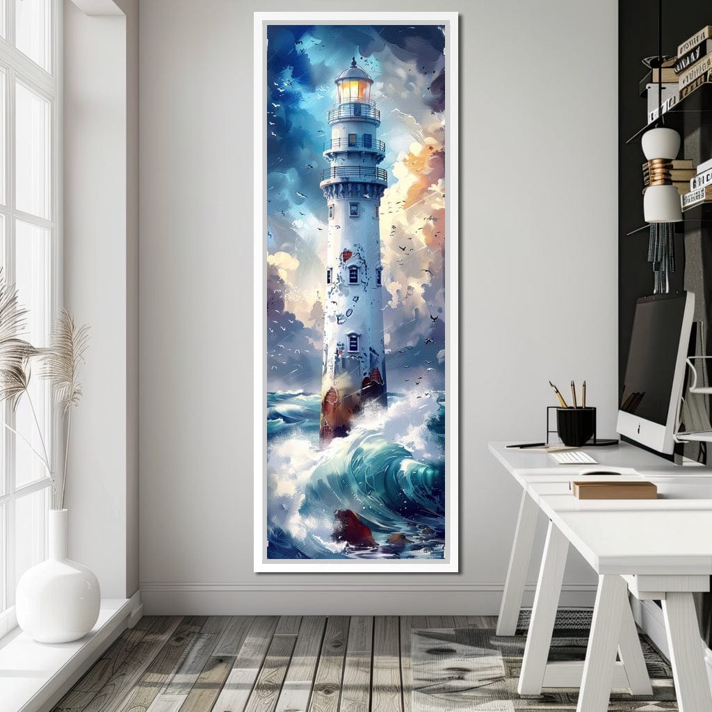Lighthouse Beacon at Sea Canvas Wall Art