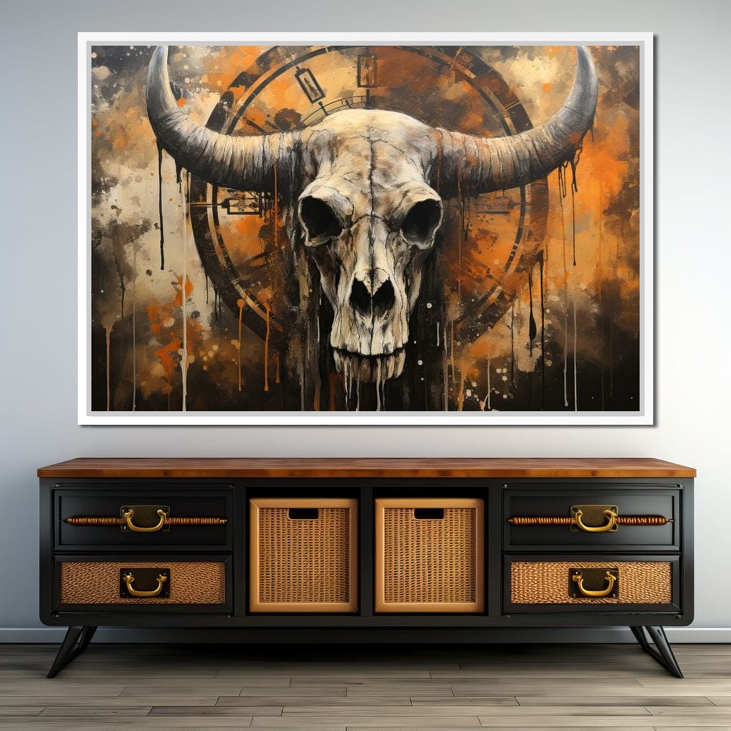 Bull Skull in the Gothic Twilight Canvas Wall Art
