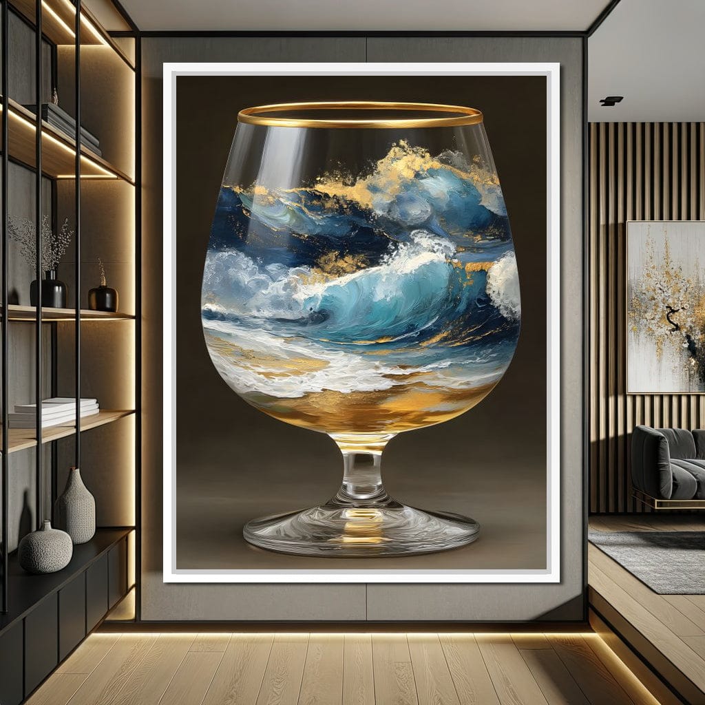 Gilded Ocean Stormglass Scene Canvas Wall Art