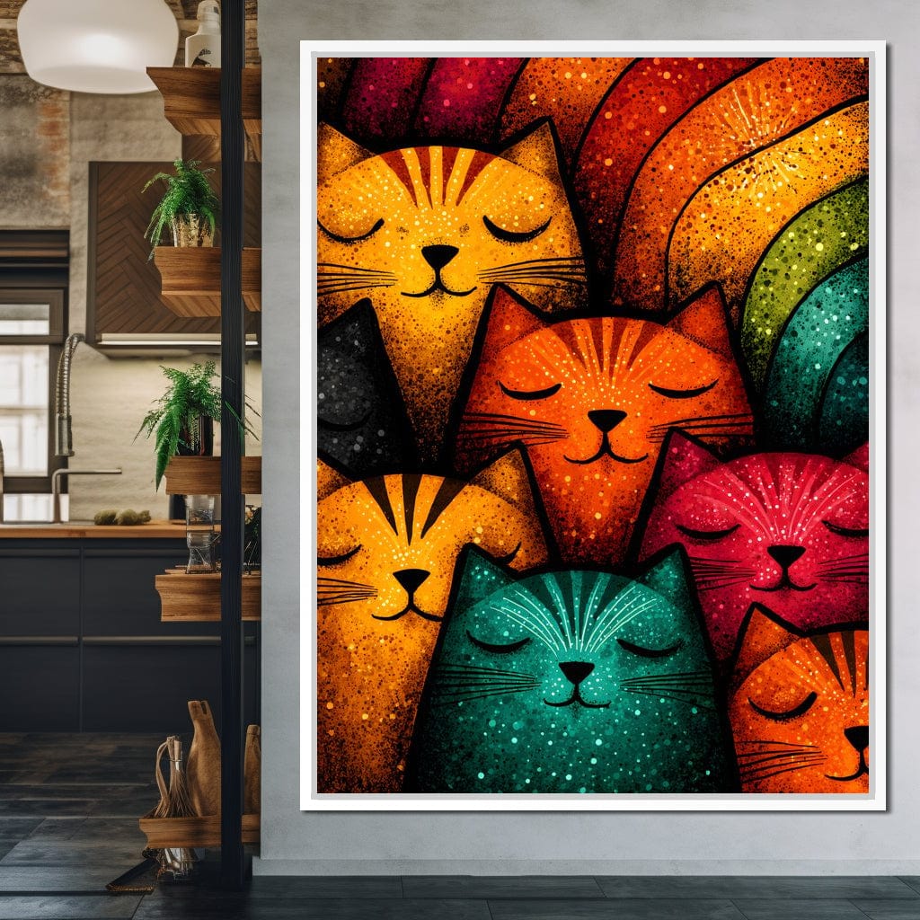 Dreamy Feline Kaleidoscope Canvas Wall Art