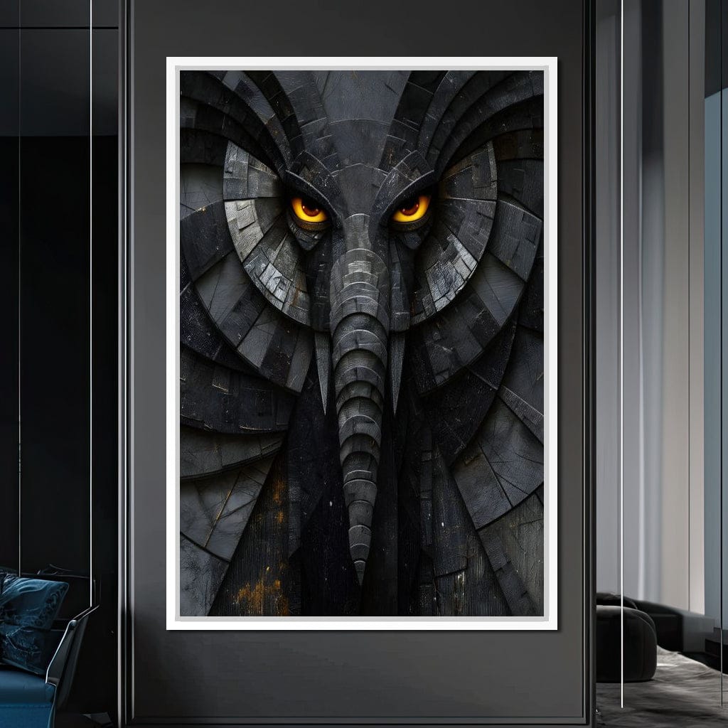 Obsidian Elephant Guardian Canvas Wall Art