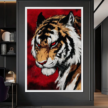Fierce Tiger Red Eyes Roar Canvas Wall Art