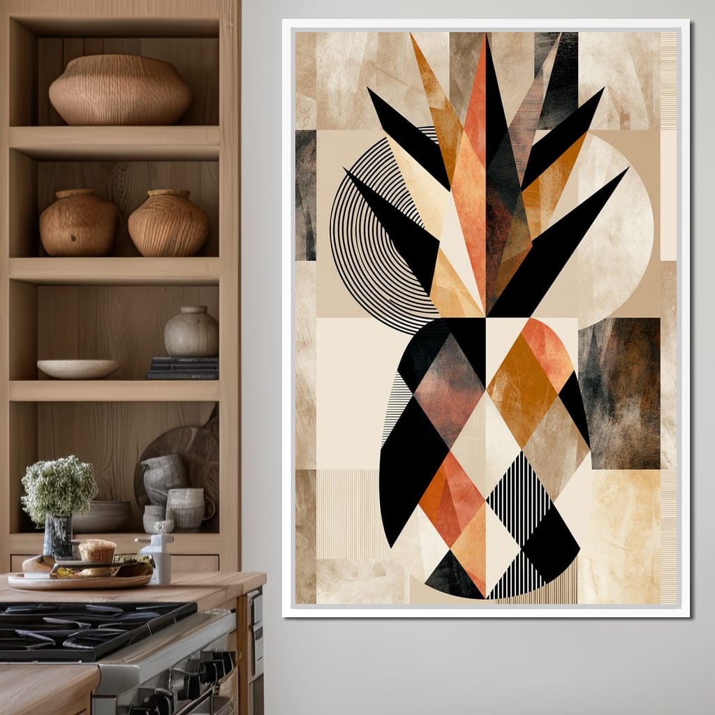Geometric Still Life of Tropical Pineapple Canvas Wall Art