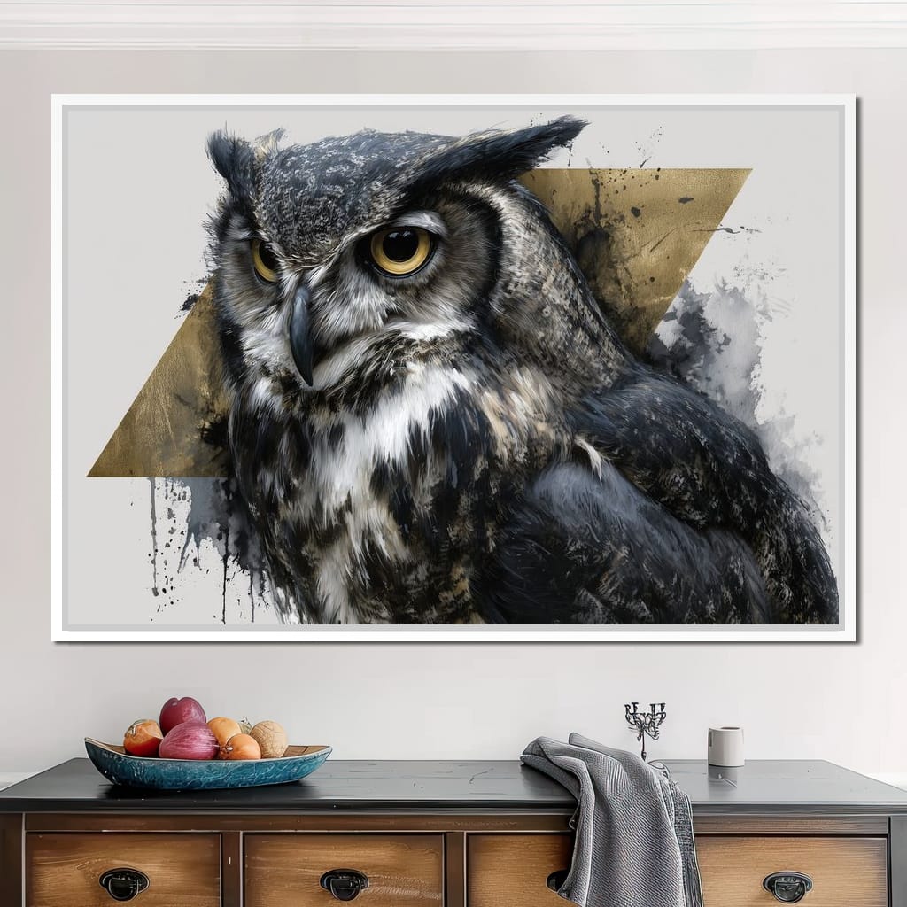 Golden Eyed Owl Portrait Canvas Wall Art