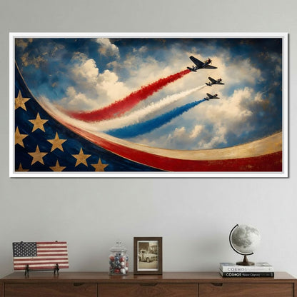Patriots Flying Above The Clouds Canvas Wall Art