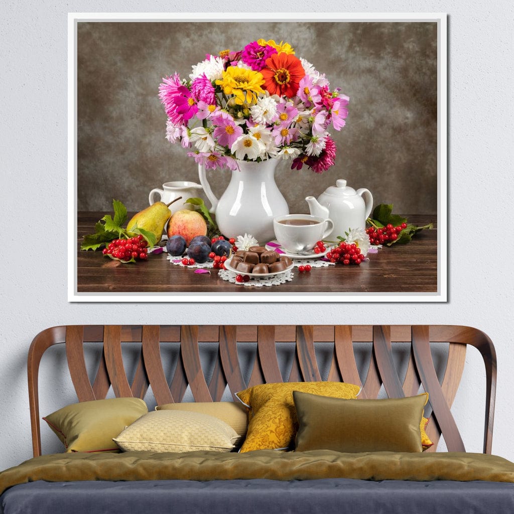 Flowers, Fruits, Chocolate & Coffee Canvas Wall Art