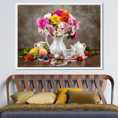 Flowers, Fruits, Chocolate & Coffee Canvas Wall Art