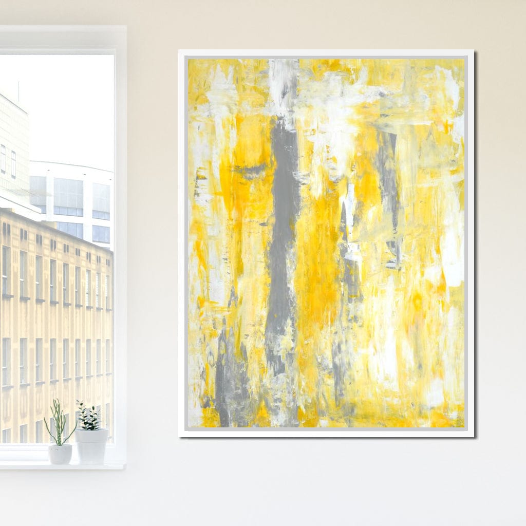 Grey & Yellow Abstract Art Painting Canvas Wall Art