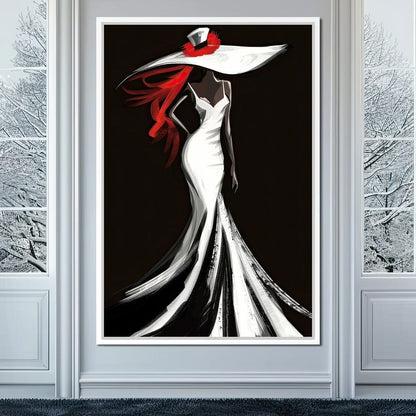 The White Dress - Sable Elegance with Flare Canvas Wall Art