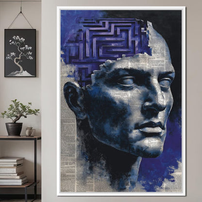 Cobalt Labyrinth Mindscape Canvas Wall Art