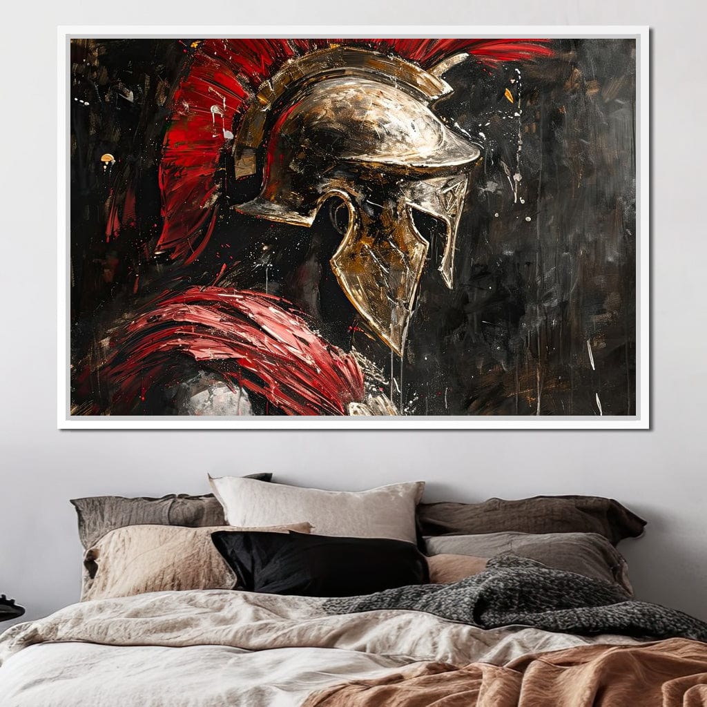 Spartan Solitude in Crimson Canvas Wall Art