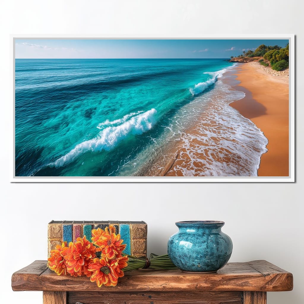 Tropical Coastline Wave Wash Canvas Wall Art