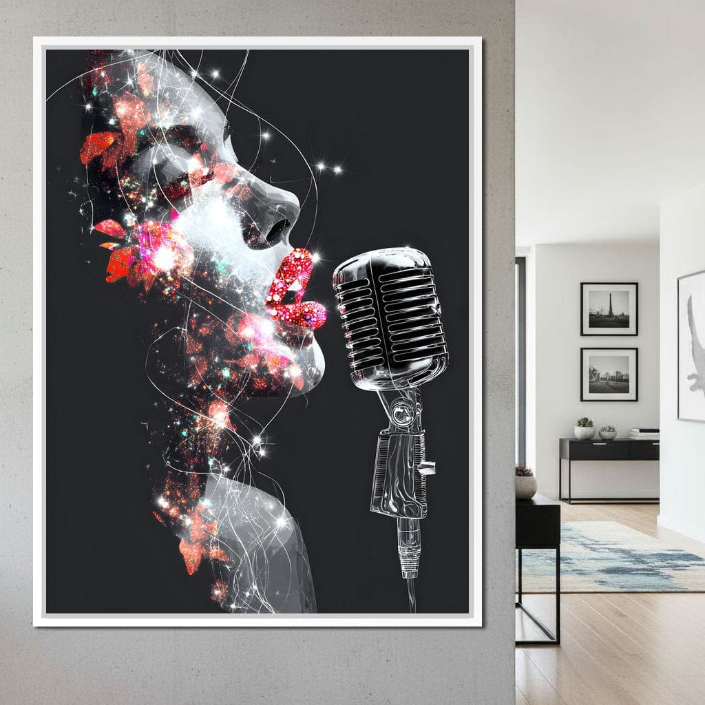 Cosmic Vocalist Neon Kiss Canvas Wall Art