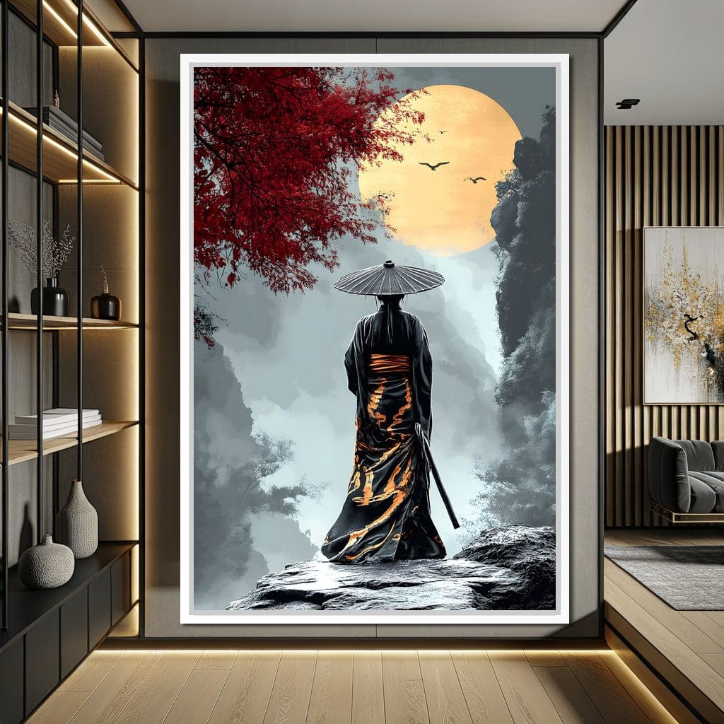 Samurai Moonlight Reverie Canvas Wall Art