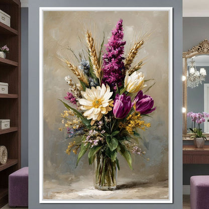 Spring Bouquet on Beige Background Canvas Wall Art
