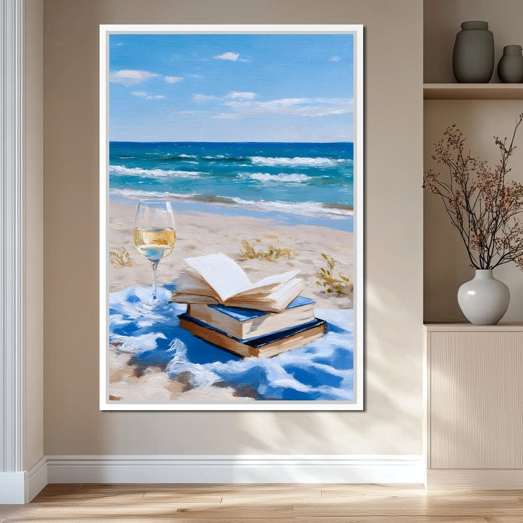 Seaside Pages and Golden Sip Canvas Wall Art
