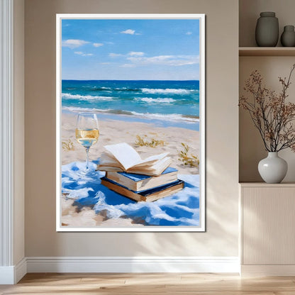 Seaside Pages and Golden Sip Canvas Wall Art