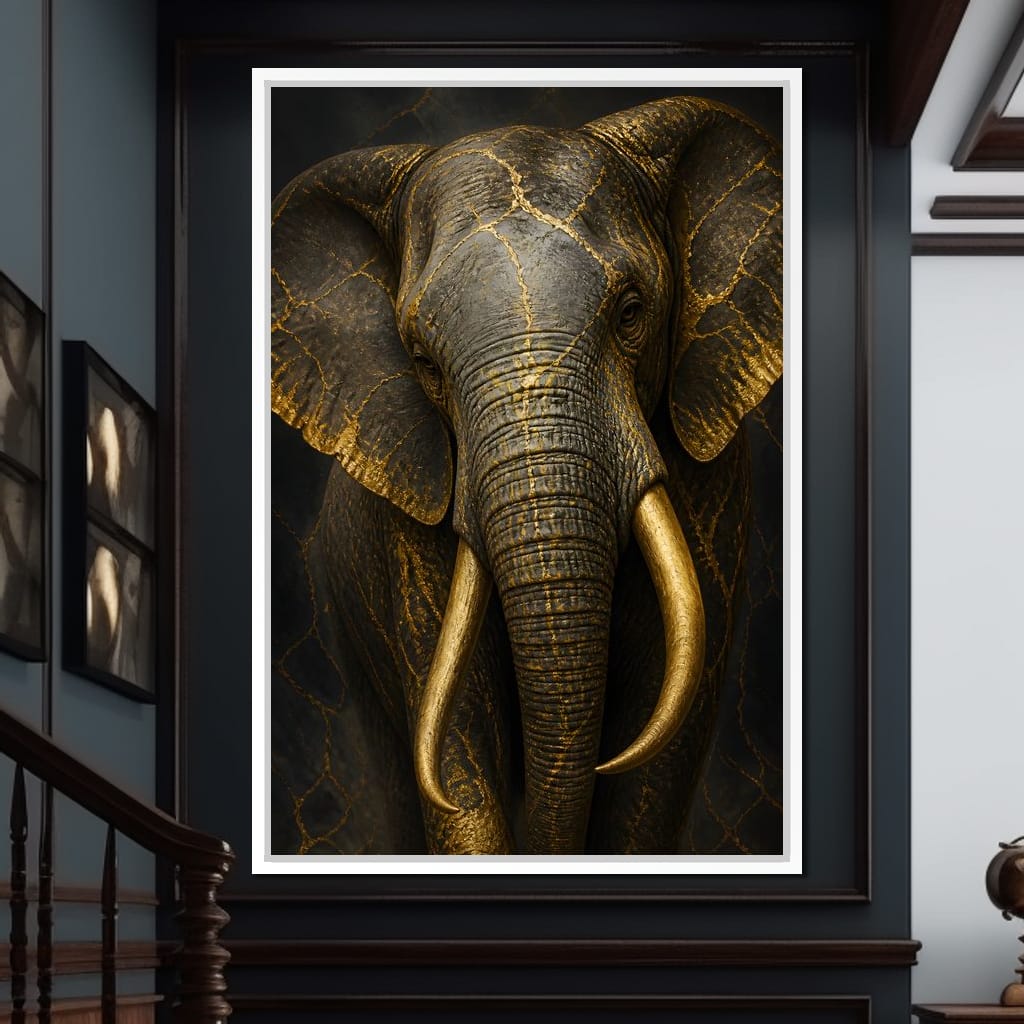 Elephant Gilded Wisdom Canvas Wall Art