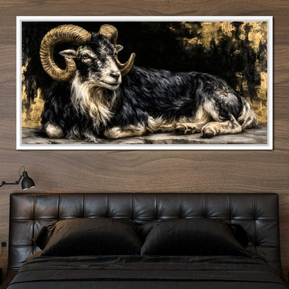 Watchful Ram of the Gilded Void Canvas Wall Art