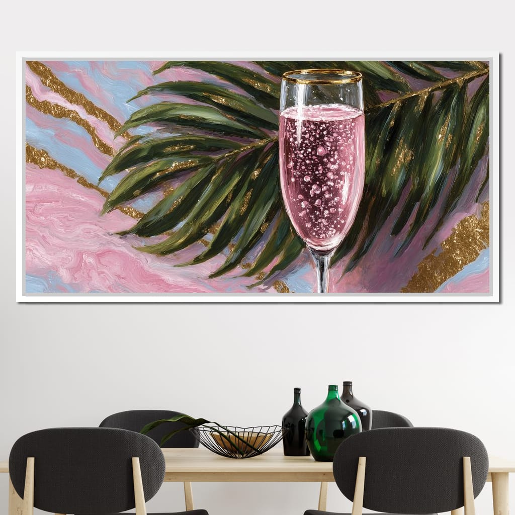 Pink Champagne Palm Luxe Canvas Wall Art