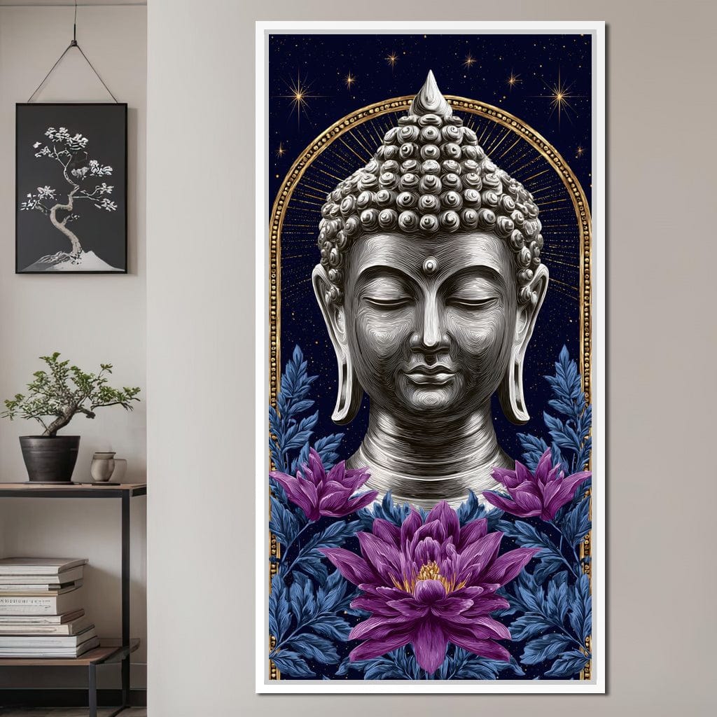 Buddha Lotus Radiance Under Stars Canvas Wall Art