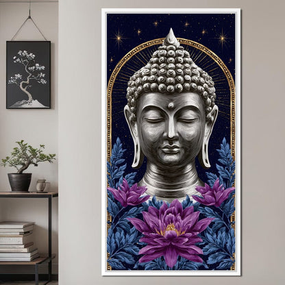 Buddha Lotus Radiance Under Stars Canvas Wall Art