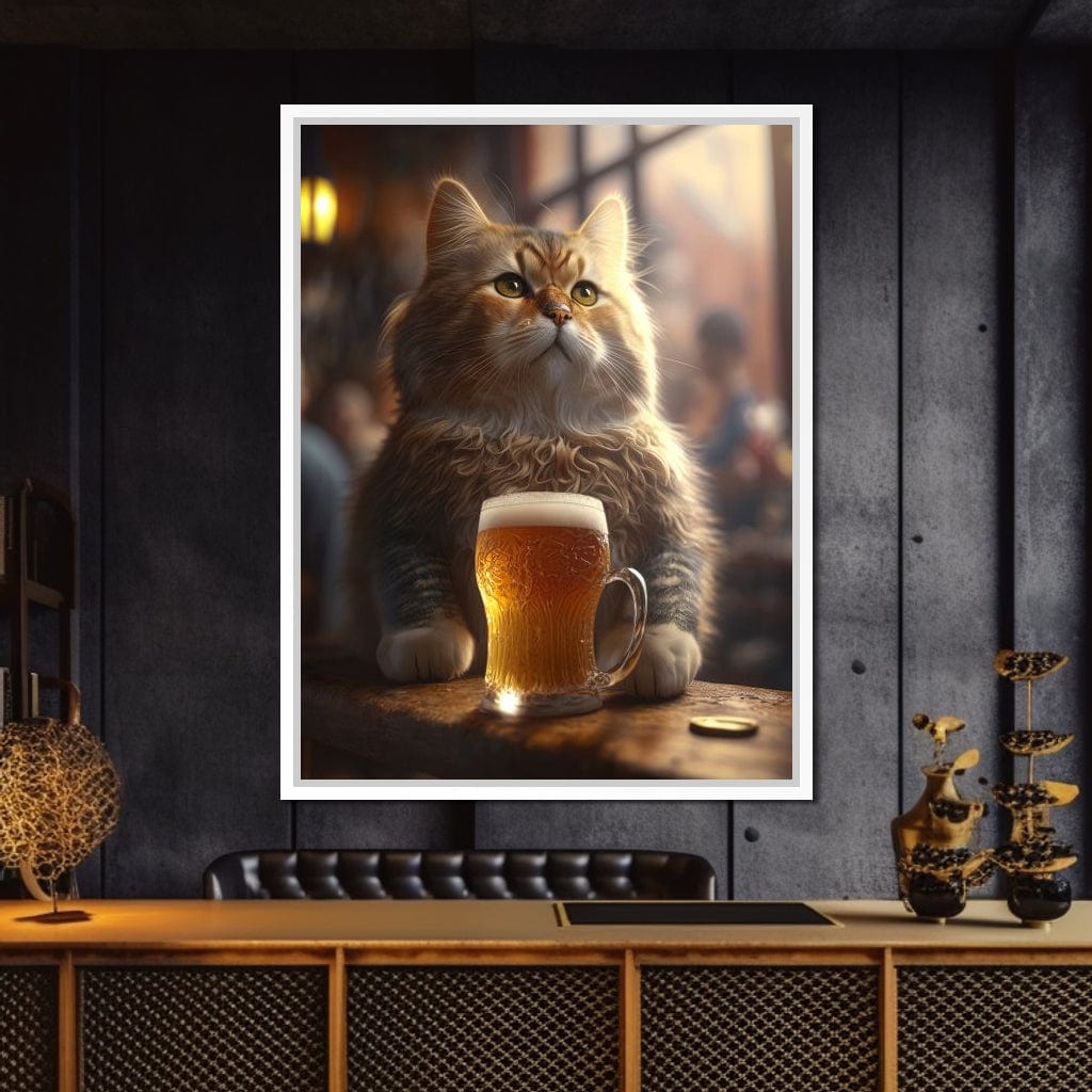 Cat Beer Canvas Wall Art