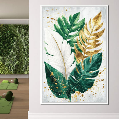 Golden Leaf Rhythm in Nature Canvas Wall Art