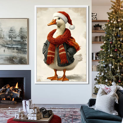 Festive Goose With Cozy Style Canvas Wall Art
