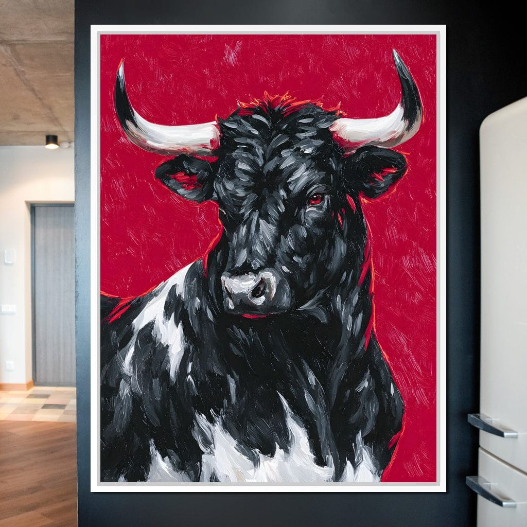 Bold Horned Bull Portrait Canvas Wall Art