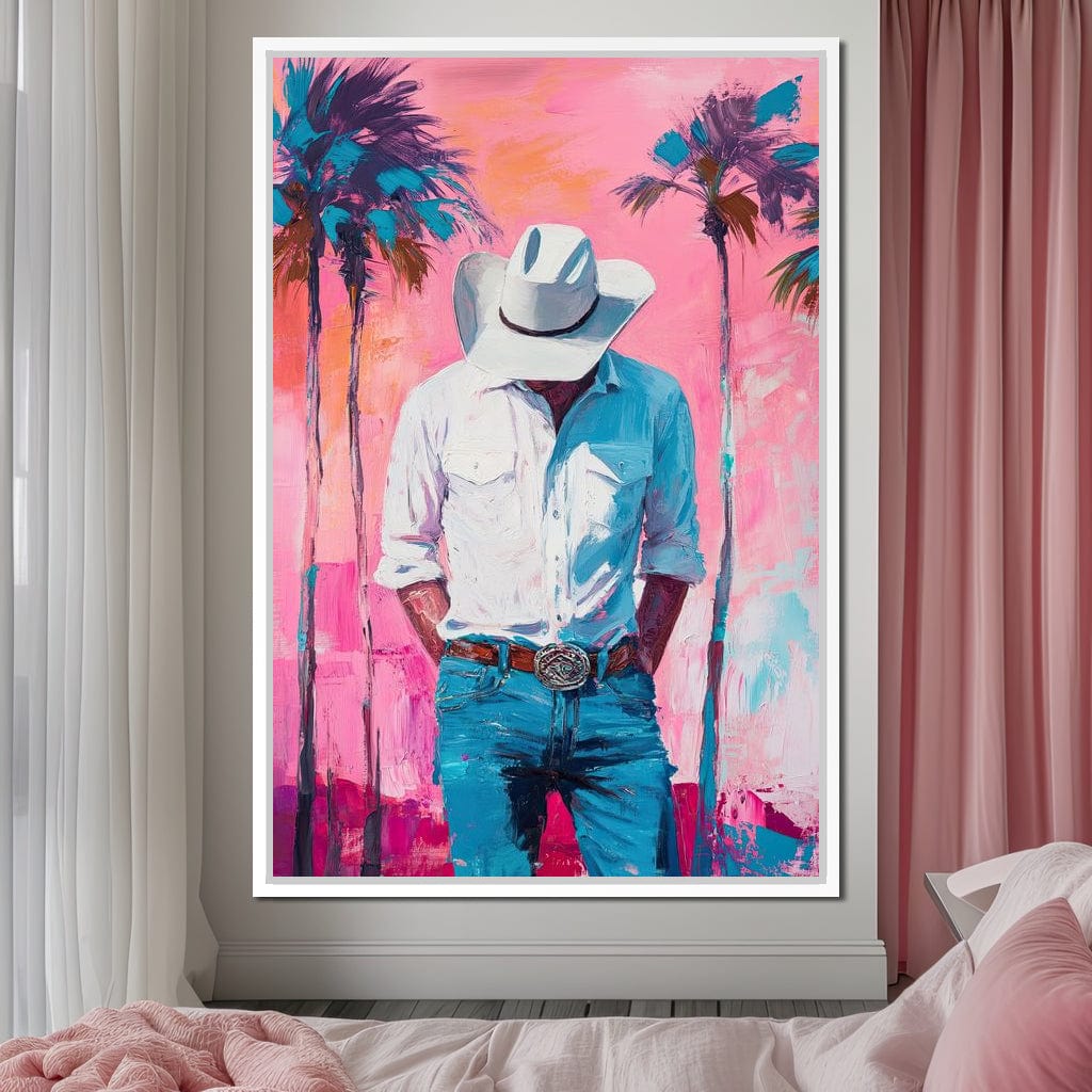 Cowboy Dreams Under Palms Canvas Wall Art
