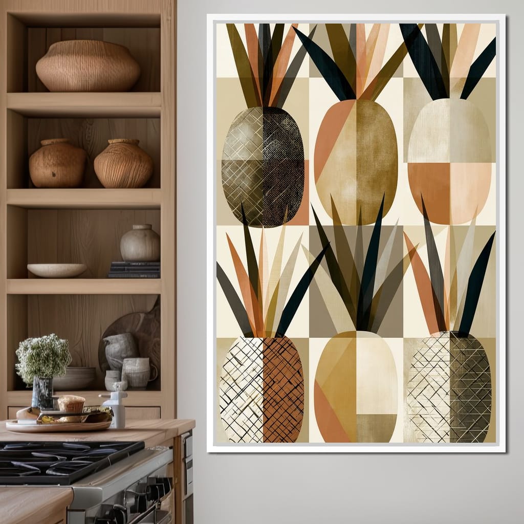 Geometric Tropical Pineapples Study Canvas Wall Art