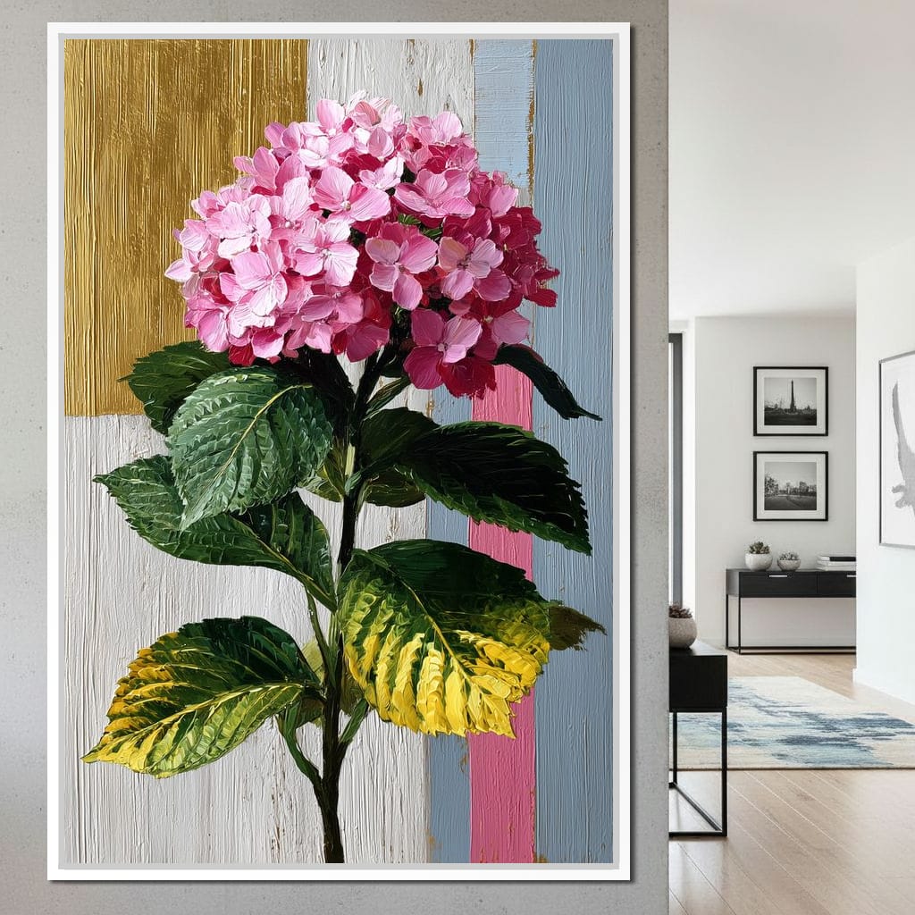 Pink Hydrangea Garden Glow Canvas Wall Art