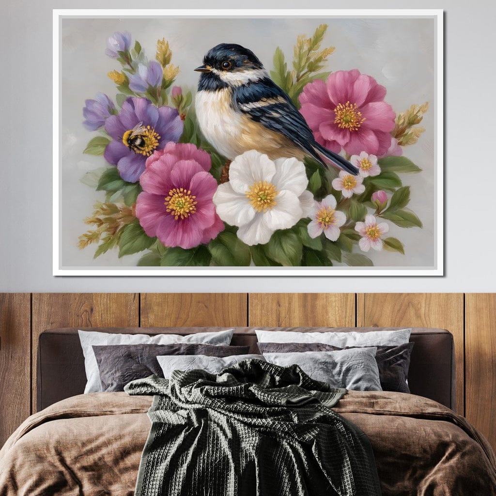 Chickadee Garden Blossom Song Canvas Wall Art
