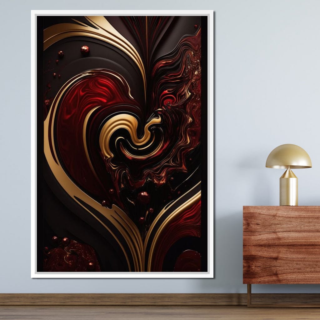 The Marble-Lux Collection: Dark Red & Vibrant Gold 05 Canvas Wall Art