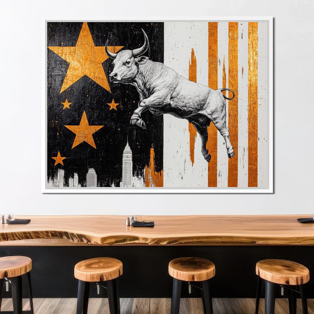 Bull Triumphs City Dreams Canvas Wall Art