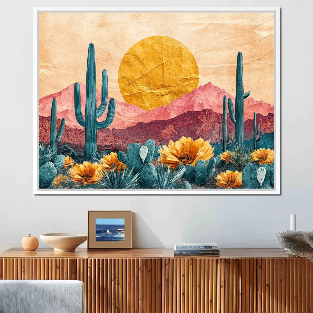 Desert Bloom Sunlit Peaks Canvas Wall Art