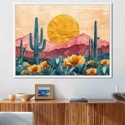 Desert Bloom Sunlit Peaks Canvas Wall Art